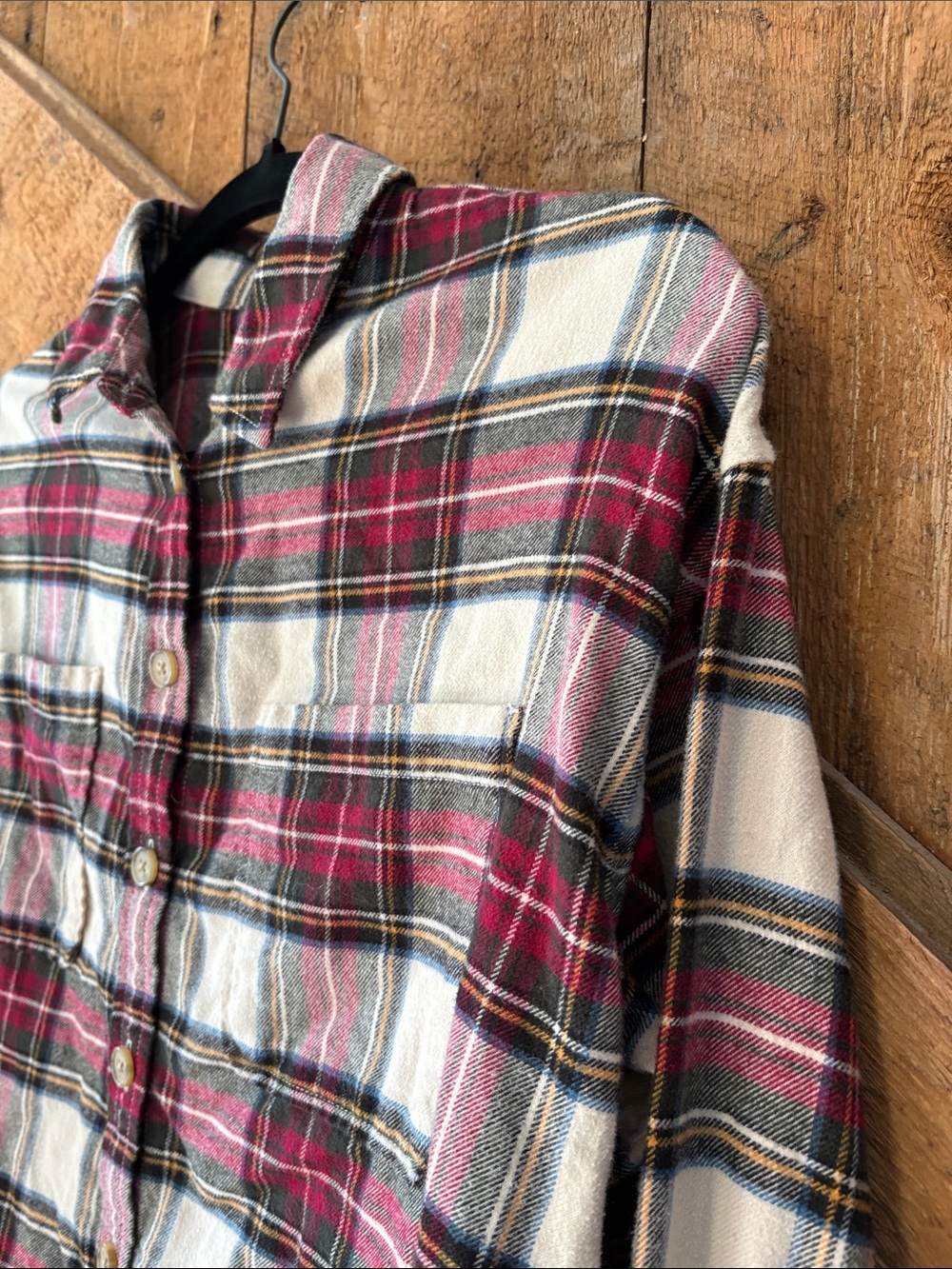 Madewell Womens Plaid Button Down Shirt Red White Black Cotton AF641 Small - Picture 2 of 7
